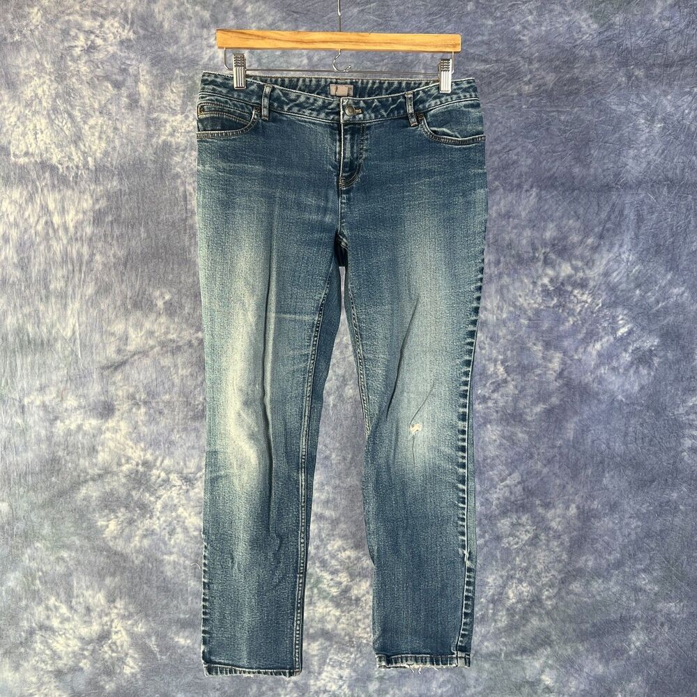 J.Jill Womens 8P Petite Jeans Blue Denim Medium Wash Skinny Low Rise Distressed